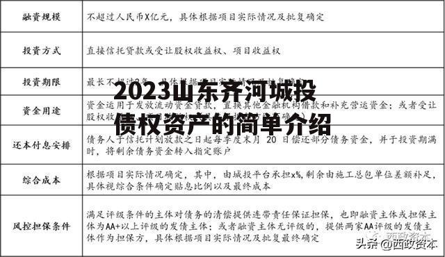 2023山东齐河城投债权资产的简单介绍