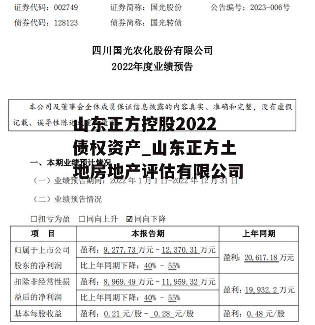 山东正方控股2022债权资产_山东正方土地房地产评估有限公司