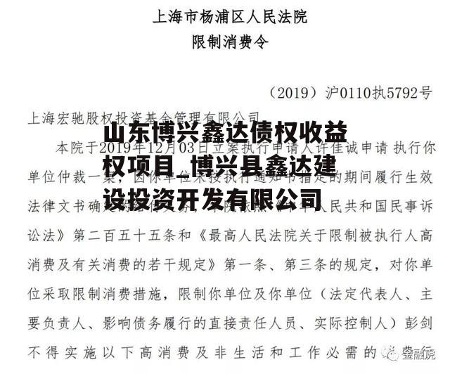 山东博兴鑫达债权收益权项目_博兴县鑫达建设投资开发有限公司