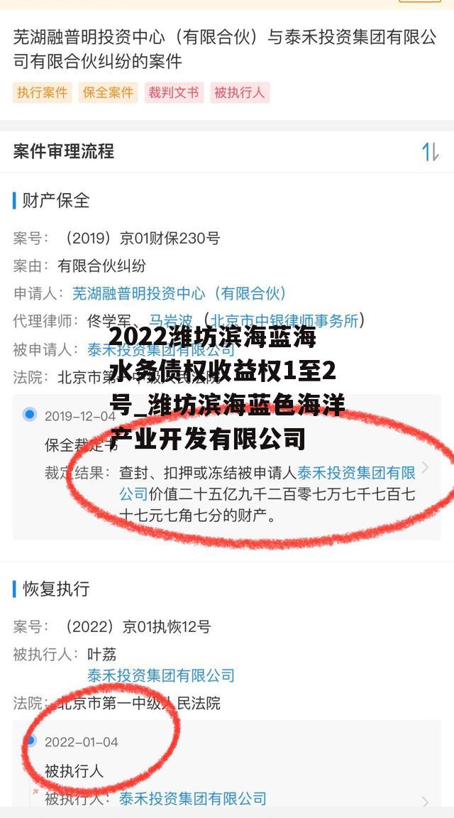 2022潍坊滨海蓝海水务债权收益权1至2号_潍坊滨海蓝色海洋产业开发有限公司