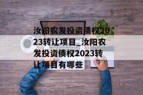 汝阳农发投资债权2023转让项目_汝阳农发投资债权2023转让项目有哪些