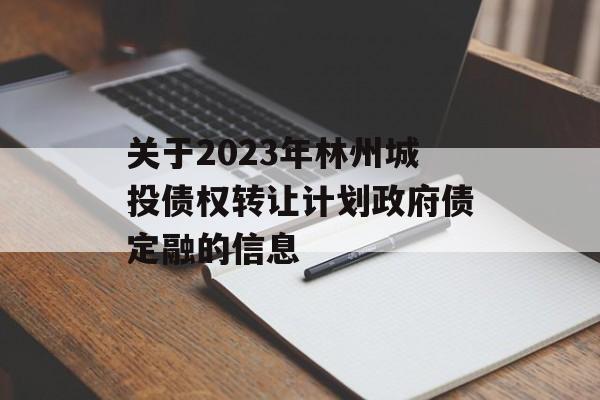 关于2023年林州城投债权转让计划政府债定融的信息