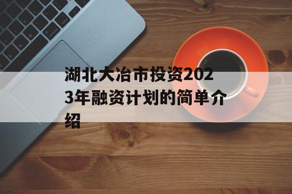 湖北大冶市投资2023年融资计划的简单介绍