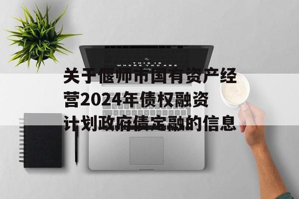 关于偃师市国有资产经营2024年债权融资计划政府债定融的信息